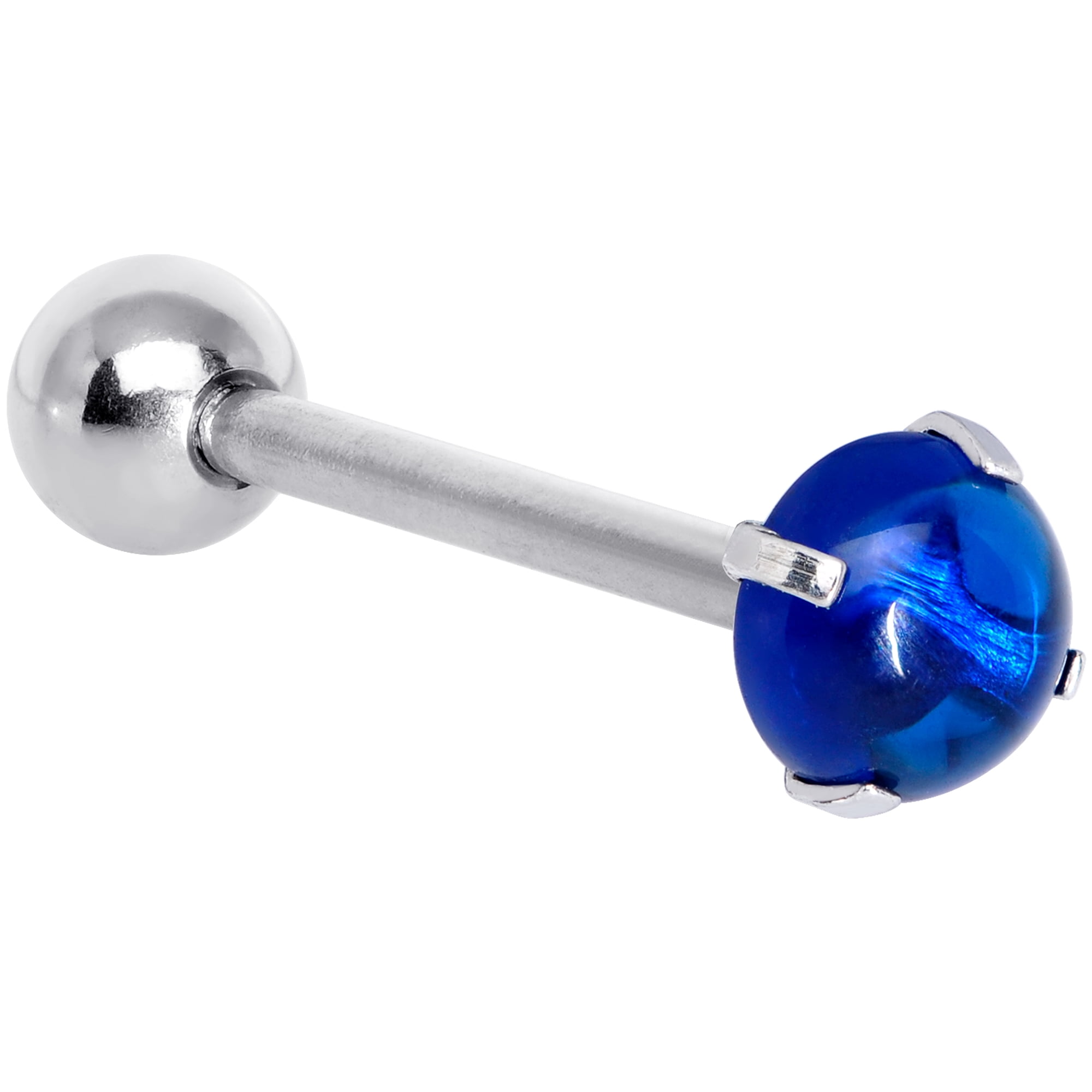 Body Candy 14G Womens Steel Blue Accent Smooth Hemisphere Barbell