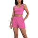 thumbnail image 2 of Conjuntos de 2 piezas ATHLECHIC para mujer, tops cortos de punto acanalado y pantalones cortos con bolsillo, color rosa intenso, 2 of 5