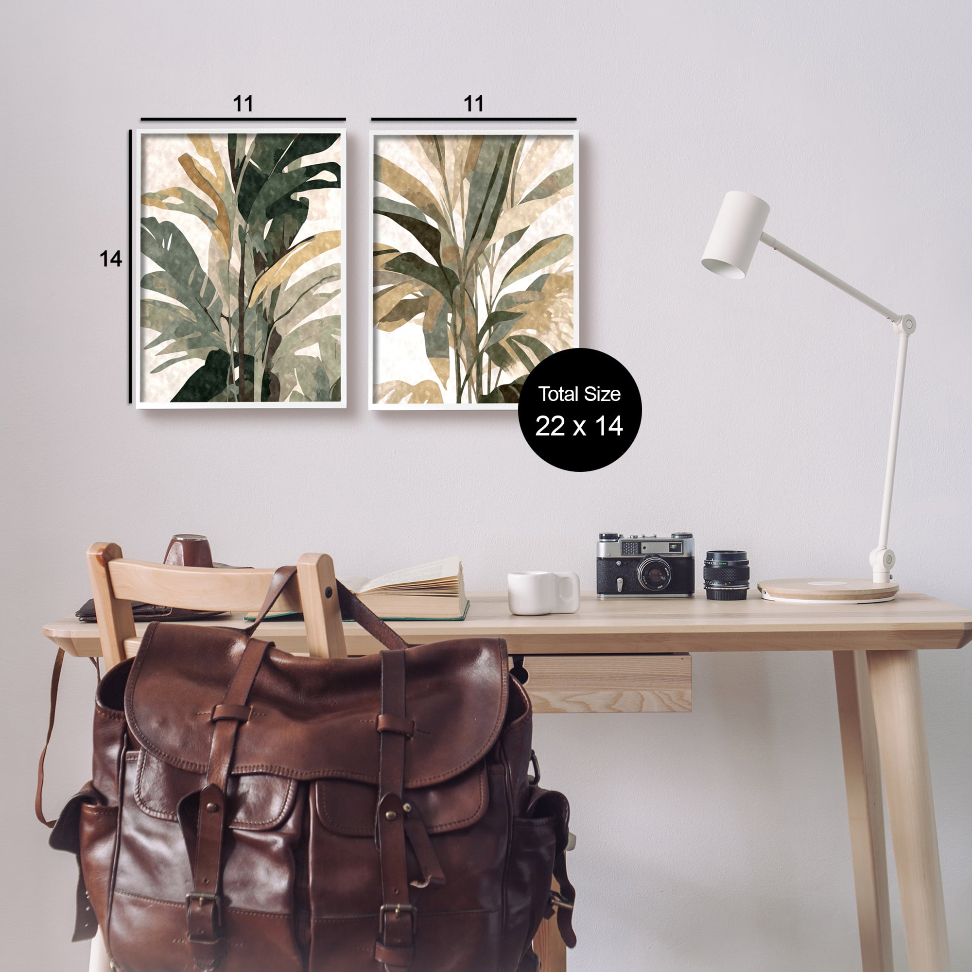 Stupell Industries Modern Palm Leaves Botanical & Floral Painting White Framed Art Print Wall Art, 11 x 14