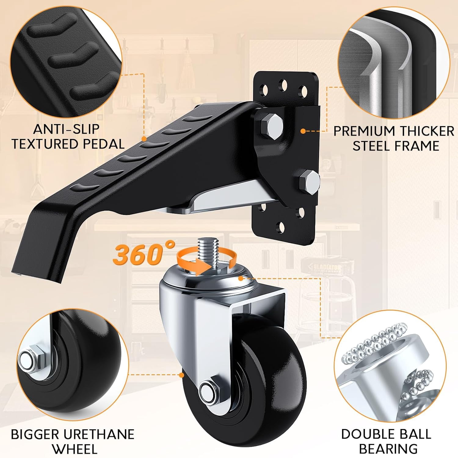 4 Pack Workbench Casters kit 660/720/880/990 Lbs - Retractable Casters Heavy Duty Bench Caster Wheels Designed for Workbenches Machinery & Tables,