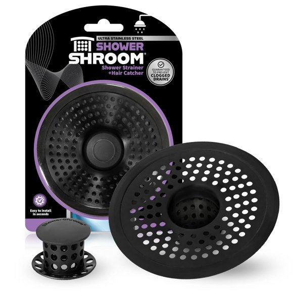 ShowerShroom Ultra Negro Mate de Acero Inoxidable Atrapa Cabello