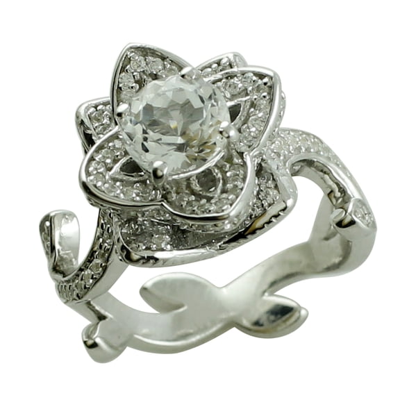 Art Deco 3.65 Ctw White Topaz Gemstone 925 Sterling Silver Women Cocktail Wedding Ring