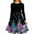 thumbnail image 3 of Women's Fashionable and Elegant Autumn and Winter Long-sleeved Round Neck Christmas Print Dress for Holiday Parties and Casual Wear, Stylish Women's Seasonal Dress,Multicolor,2XL, 3 of 4