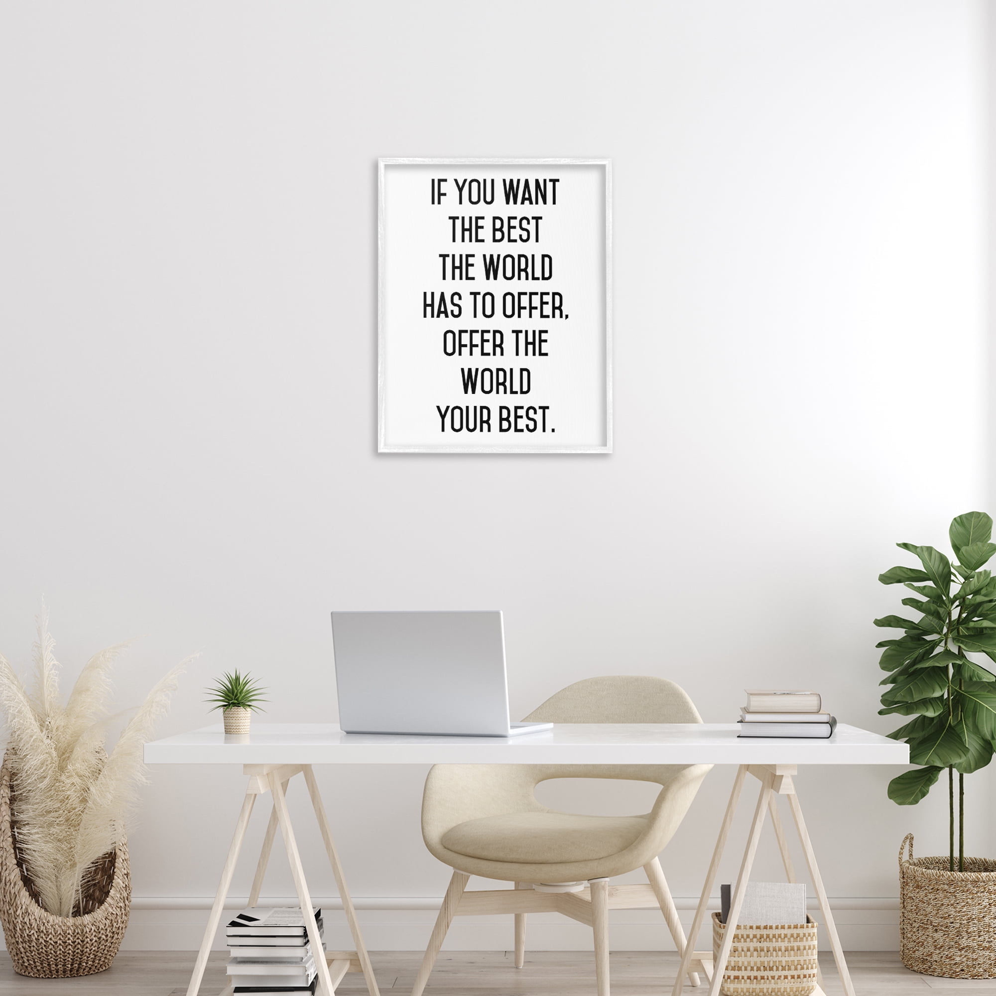 Offer The World Your Best White Framed Giclee Art, design by Lettered and Lined
