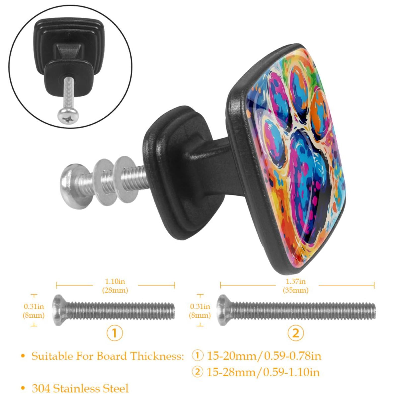 4 Pcs Cabinet Handle Drawer Pulls Dog Paw Prints Knobs with Screws Square Furniture Office Cabinet Knob Decoration