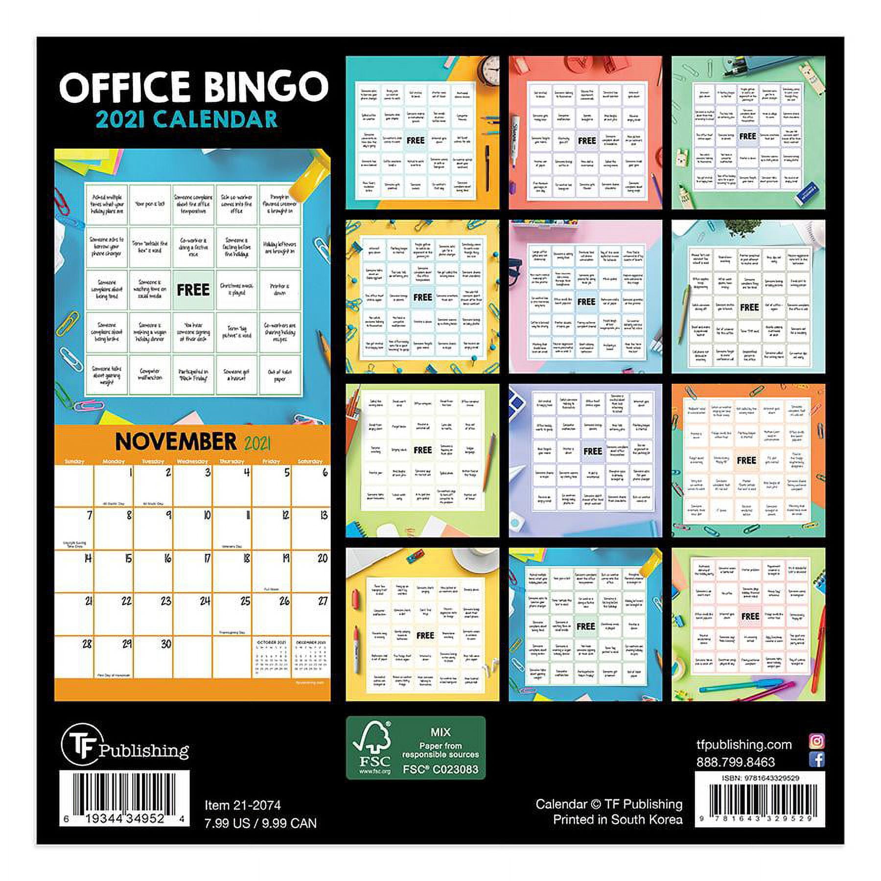2021 Office Bingo Mini 7 2021-office-bingo-mini-7-x7-calendar-walmart-com