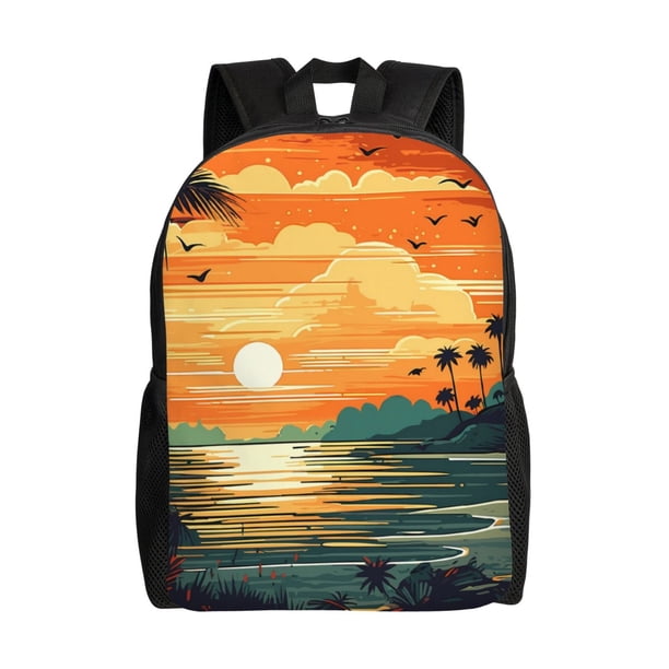 Balery Tropical Sunset Paradise Mochila - Mochila Estilosa y Duradera para Laptop de 15 Pulgadas con Tela Oxford Impermeable
