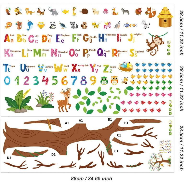 Educational Animal Alphabet Kids Wall Decals - Peel & Stick ABC Wall  Stickers