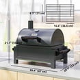 thumbnail image 2 of Portable Tabletop Charcoal Smoker BBQ Grill with Thermometer and Ash Catcher, Galvanized Steel Outdoor Smoker for Camping, Picnic and Tailgating, 26.4" L x 20.9" W x 21.7" H, Black, 2 of 7