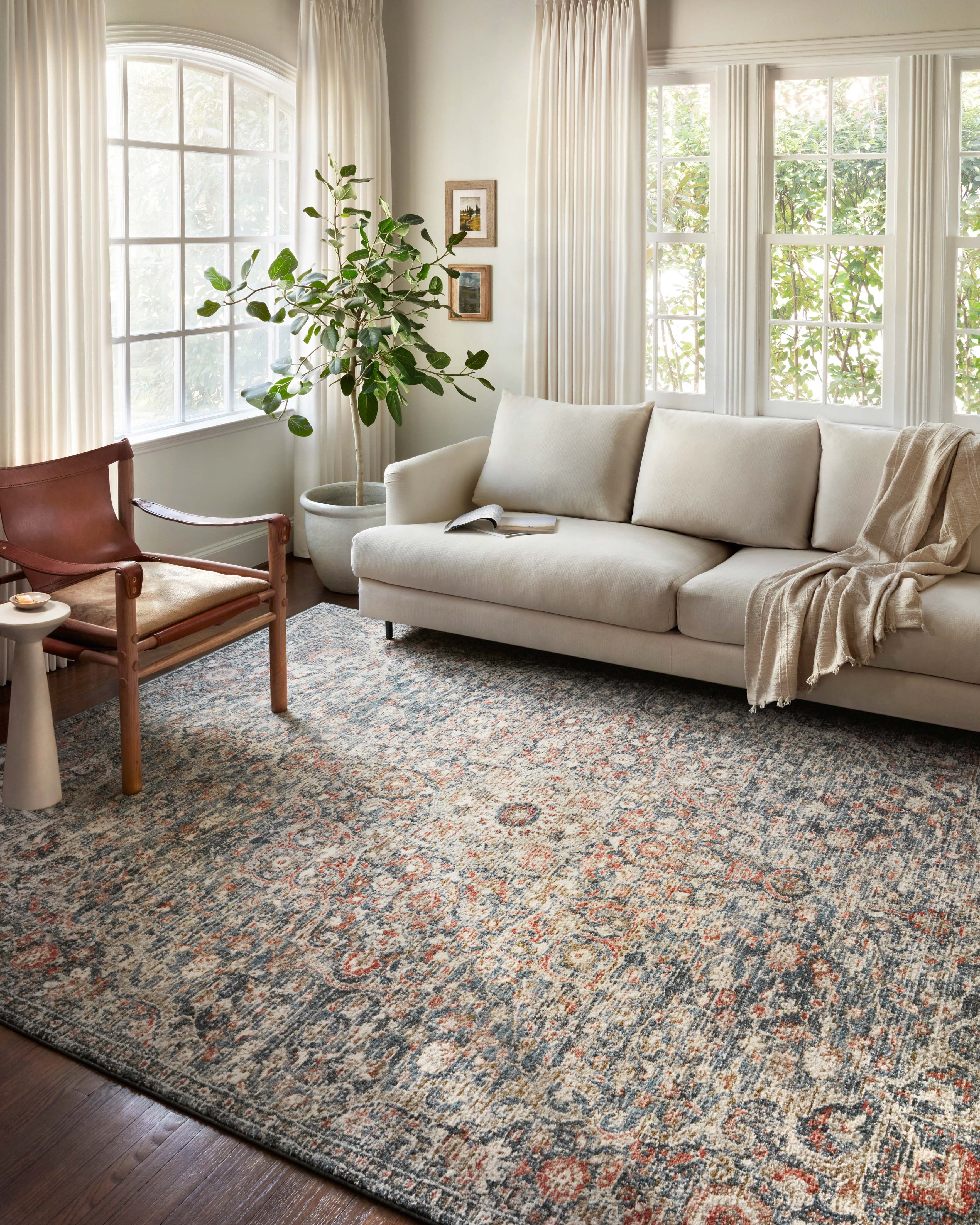 Loloi Saban SAB-02 Oriental Blue / Spice Area Rug 18" x 18" Sample