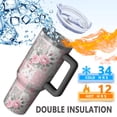 thumbnail image 5 of 40oz Pioneer Flower Floral Print Pattern Insulated Tumbler with Handle, BPA-Free Leak Proof Lid and Straws, Double Wall Vacuum, Hot 12h/Cold 34h, 5 of 6