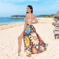 thumbnail image 6 of FORMRS Womens Long Sarong Beach Wrap Semi-Sheer Bikini Skirt Bathing Swimsuit Cover Up, Blooming Flowers, 6 of 7