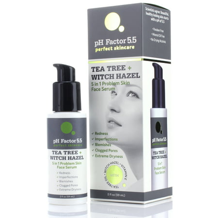 PH Factor 5.5 Tea Tree Face Oil with Witch Hazel, Vitamin E Natural Extracts. Anti-aging oil for Clogged Pores, Redness, Extreme Dry Skin, Imperfections, and Skin Blemishes. Large 2 fl oz (Best For Clogged Pores)