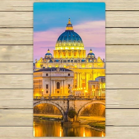 YKCG View at St. Peter's Cathedral in Rome European Italy City Landmark Hand Towel Beach Towels Bath Shower Towel Bath Wrap For Home Outdoor Travel Use 30x56