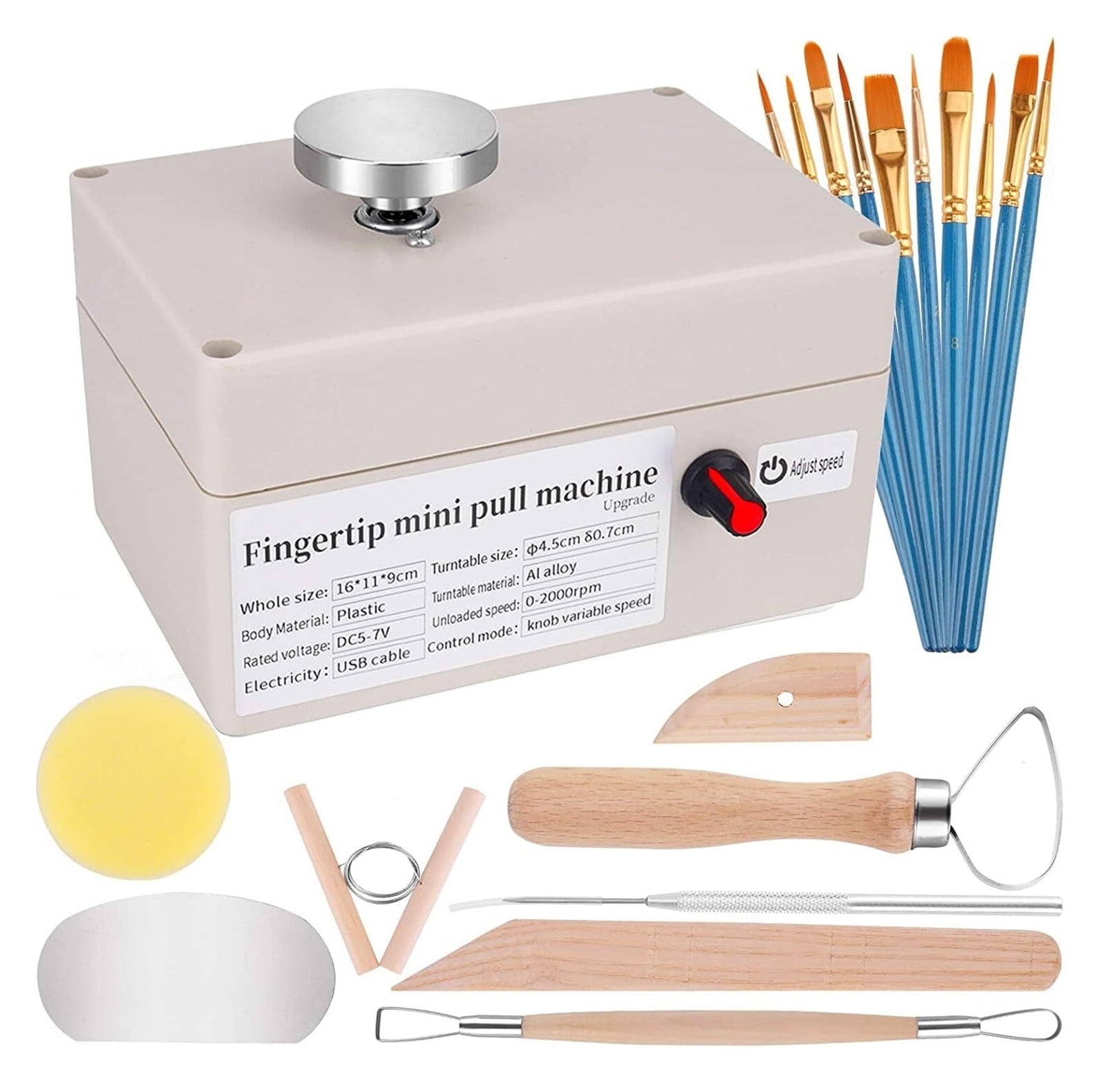 Mini Pottery Wheel Machine, With 6 Pottery Shaping Tools, 2000 RPM Pottery Wheel Mini Clay Making Pottery Machine DIY Craft ,Durable Design