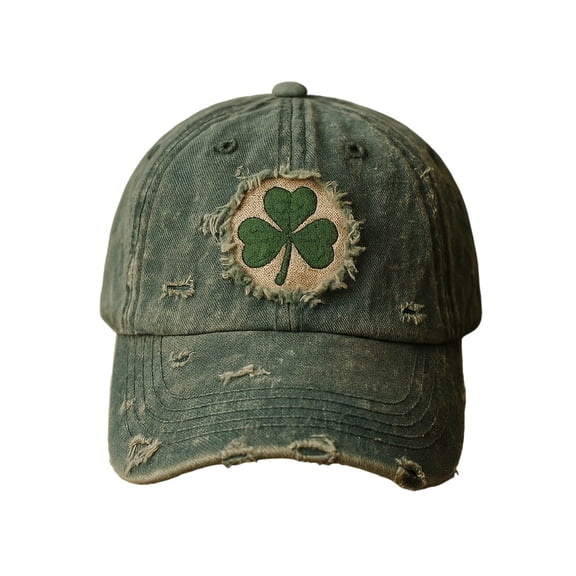 XQWJWLA St. Patricks Day Hat for Men Women, Green Shamrock Denim Baseball Cap, Vintage Adjustable Dad Hats, Washable Trucker Cap, Ideal St. Patricks Day Gifts