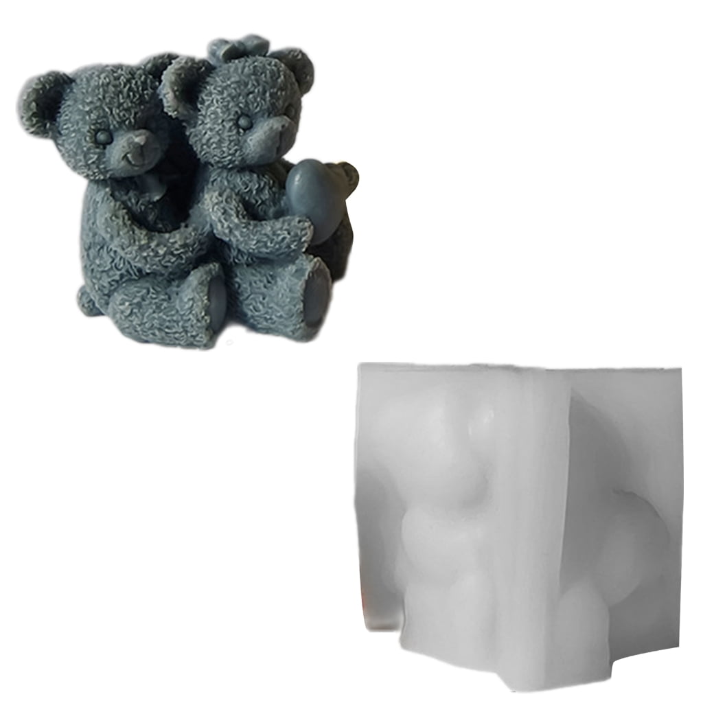 FENOHREFE Couple Bear Candle Mold Epoxy Resin Mold Silicone Ornament Moulds Easy Demolding Molds Suitable for Crafting