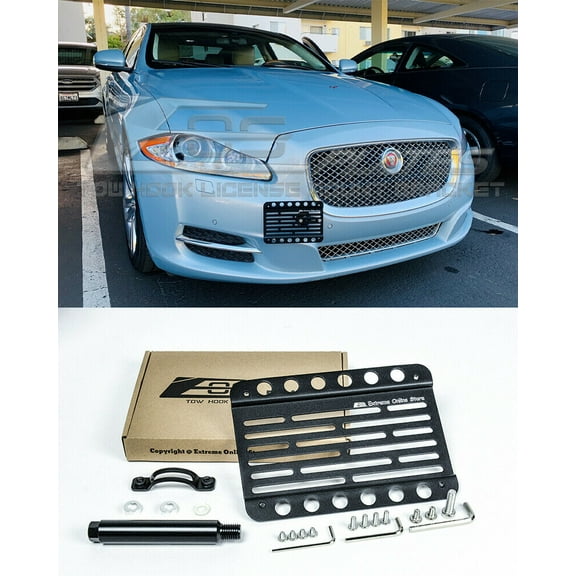 Extreme Online Store for 2010-2016 Jaguar XJ & XJR | EOS Plate Version 1 Mid Sized Front Bumper Tow Hook License Relocator Mount Bracket