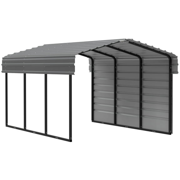 Arrow 10 x 15 x 7 ft Charcoal Carport With 1 Side Wall Kit