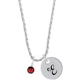thumbnail image 1 of Delight Jewelry Crystal Red Channel Drop Silvertone Script Initial Disc - E - Charm Necklace, 20"+3", 1 of 4
