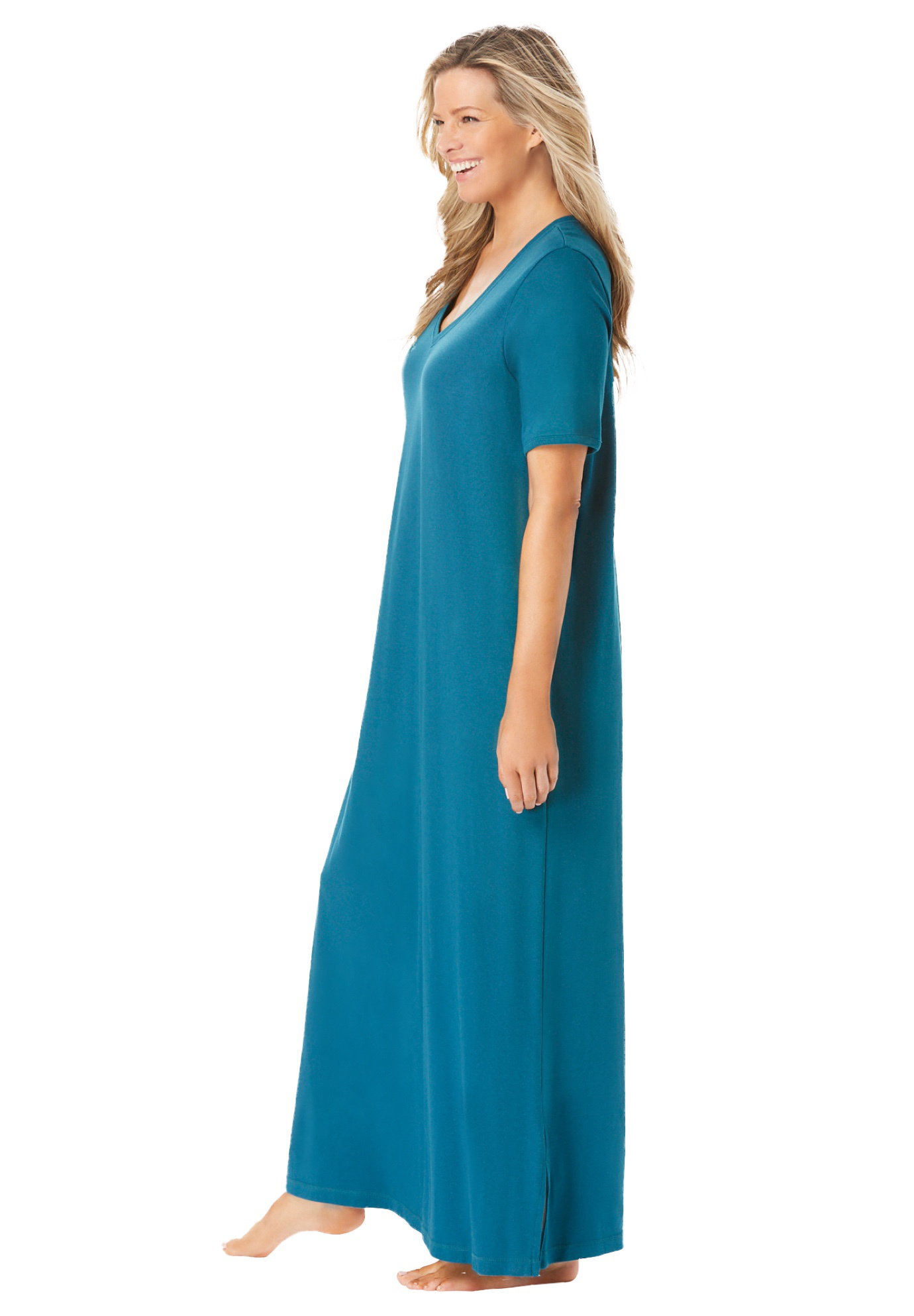 Dreams & Co. Women's Plus Size Petite Long T-Shirt Dress or Nightgown ...