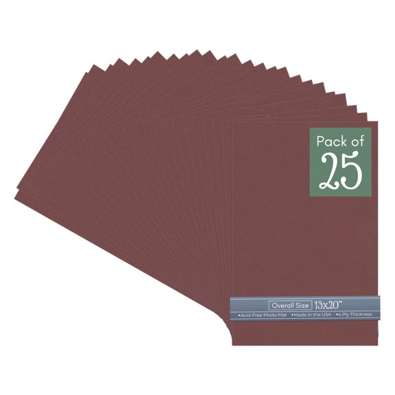 Maroon Red 13x20 Uncut Art Mat Board - No Opening - 25 Mats