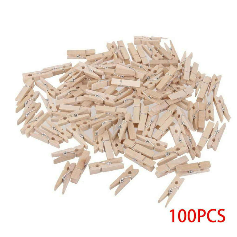 100pcs DIY Wooden Clothes Photo Paper Pegs Clothespin Cards Craft Clips 