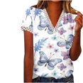 thumbnail image 1 of Birdeem Mode Femmes Été Col en V Manches Courtes T-Shirt Imprimé Décontracté Blouse, 1 of 4