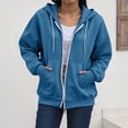 thumbnail image 2 of Godom Women's Drawstring Zip Up Cute Hoodies Fall Jacket Oversized Casual Solid Color Sweatshirts with Pocket, 2 of 5