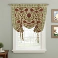 thumbnail image 2 of Boho Floral Balloon Curtains for Bedroom/Front Door/Bathroom, Modern Geometric Ethnic Abstract Flowers Red Green Tie Up Curtains 63 Inch Length Kitchen Curtains Shades for Windows 46"x63", 2 of 8