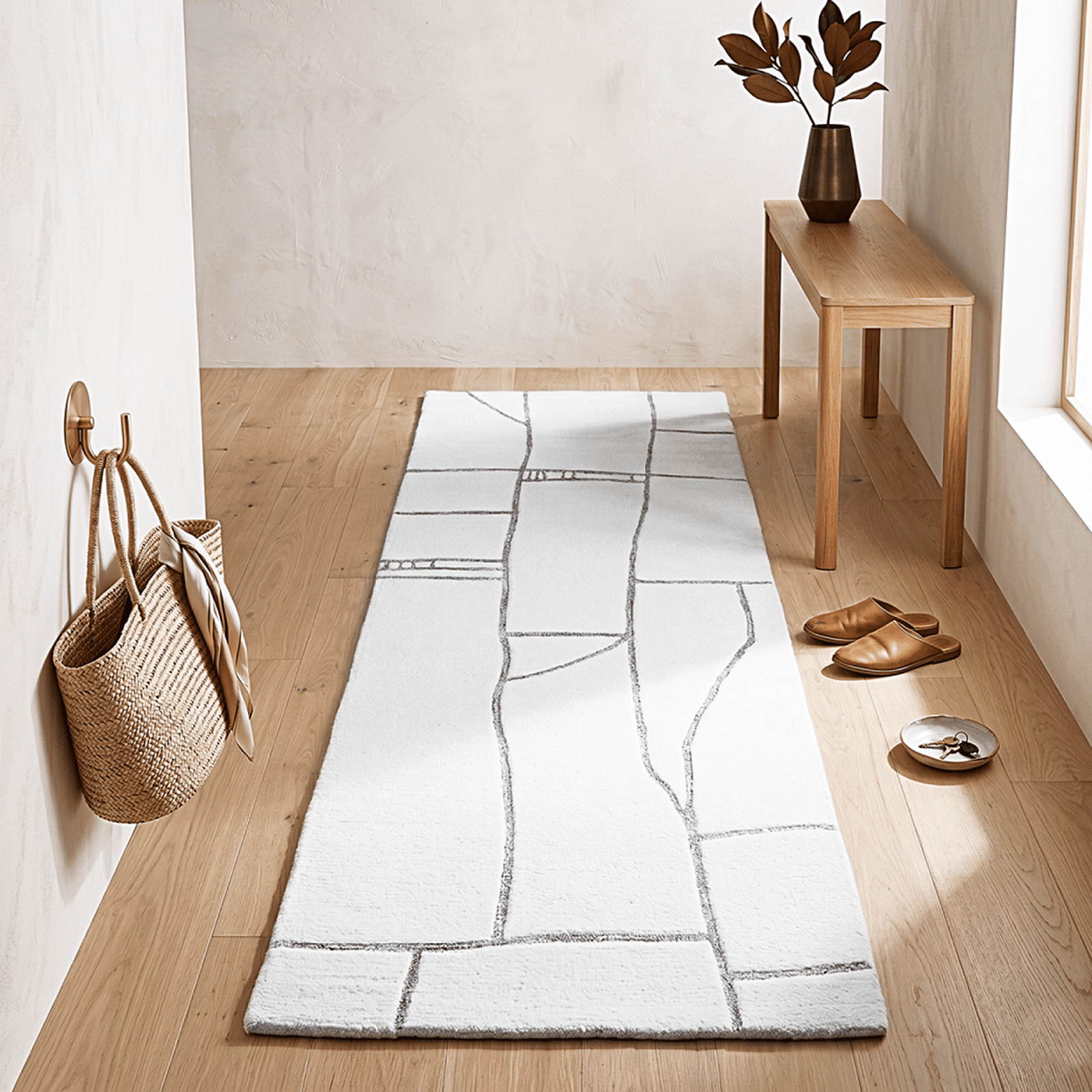 Better Homes & Gardens White Dharra Runner Rug 2.5x8 Hand Tufted Polyester