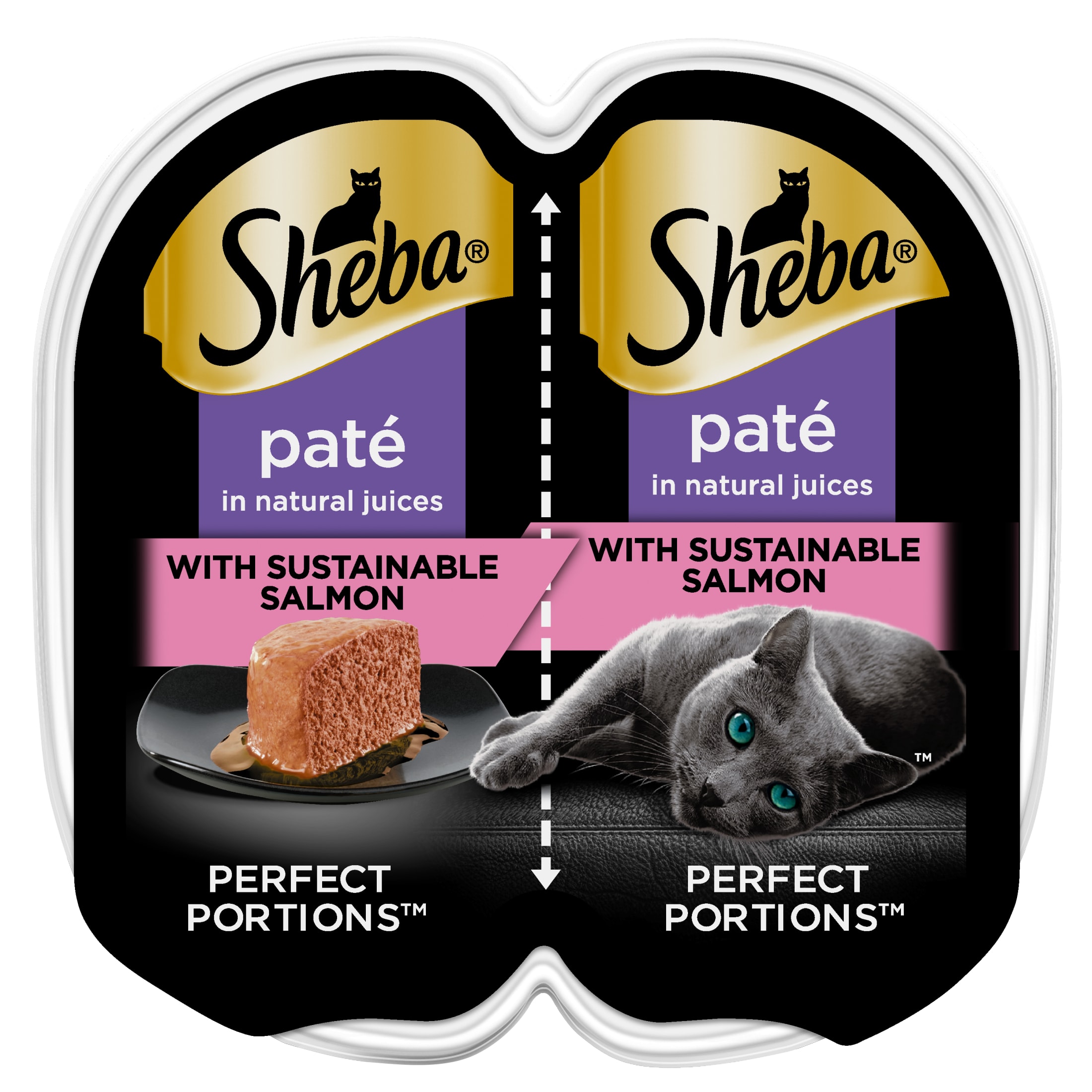 Sheba Perfect Portions With Sustainable Salmon Wet Cat Food Pate, 2.6 oz Twin-Pack Tray