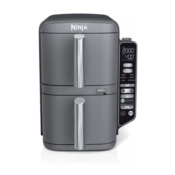 Ninja DoubleStack XL Smart 10 Qt Air Fryer with Dual-stacked Baskets, Integrated Foodi Smart Thermometer, Four Food Capacity, and Removable Stacked Meal Racks (Deep Gray)
