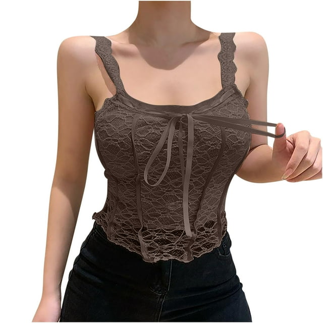 Birdeem Mode Femmes Camisoles à Col Rond Ajouré Gilet Dames Haut Court Slim Uni