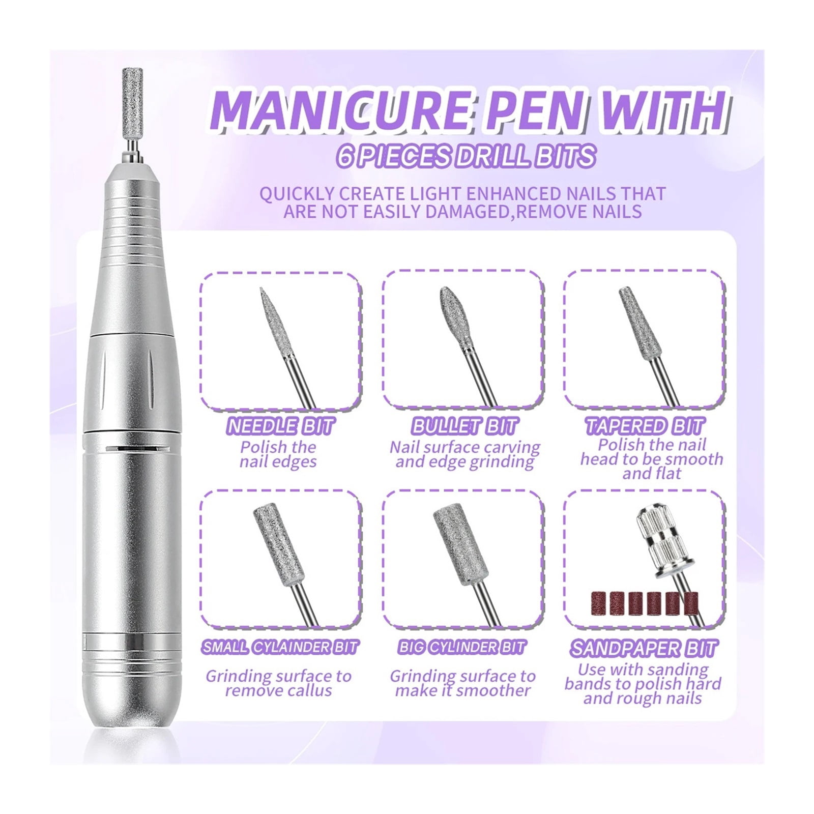 45000RPM Rechargeable Electric Nail Drill Machine Professional Nail Drills for Gel Nails Polish Portable Nail File Manicure Tool