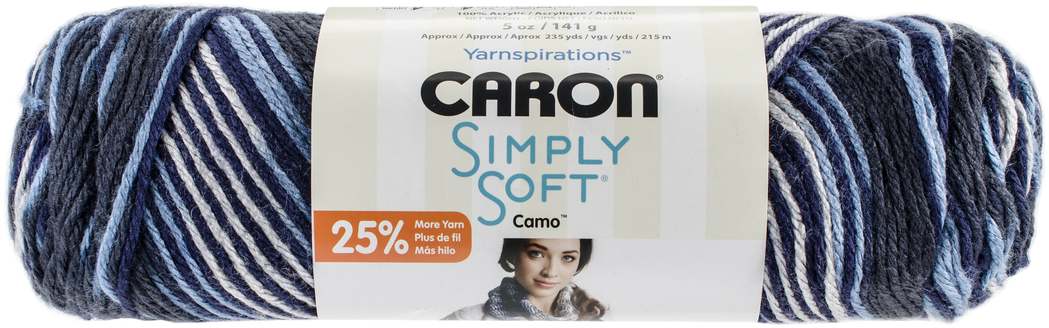 Caron Simply Soft Camo Yarn 12/PkBlue Camo