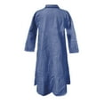 thumbnail image 5 of MDUKONU Women's Casual Dress Denim V-Neck Tunic for Everyday Comfort Loose Fit Boho Style Dress for Spring and Fall Casual Wear Lightweight Denim Blue M, 5 of 5