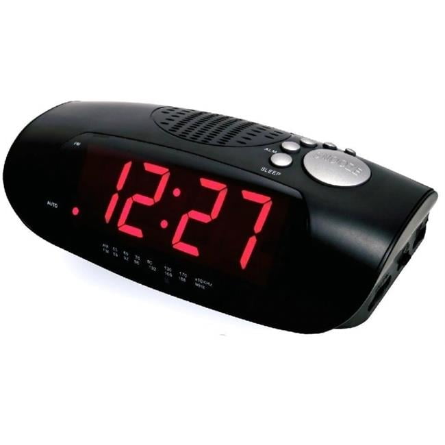 Industries R1627 .9 in. LED Clock Radio with USB Charging of