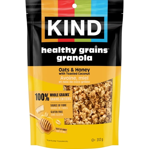KIND Granola Avoine et miel avec noix de coco grillée, sac de 312 g