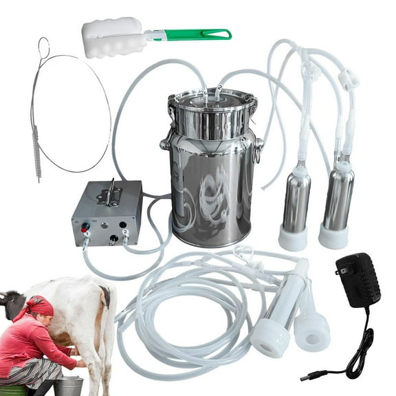 Kalkiam Milking Machine For Cows Electric Milking Machine 7L Milk Bucket Food Grade Speed Adjustable Pulsating Vacuum Pump Cow Milker For Goats Cows present