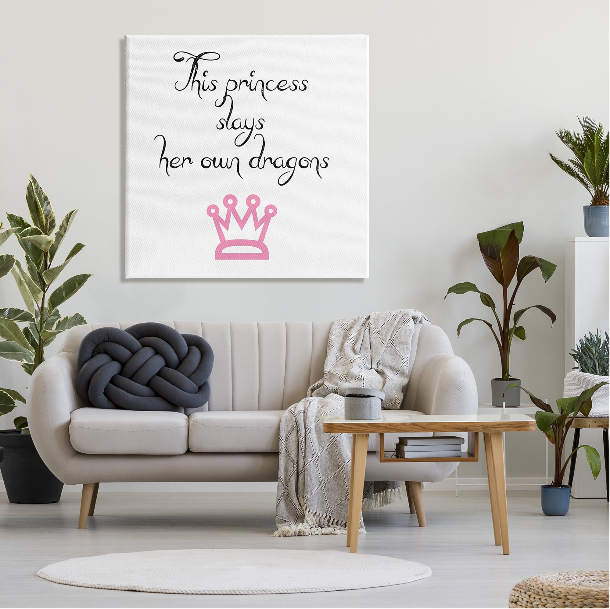 Stupell Industries Motivational Princess Quote Girl Power Pink Crown Graphic Art Gallery Wrapped Canvas Print Wall Art, Design by J. Weiss