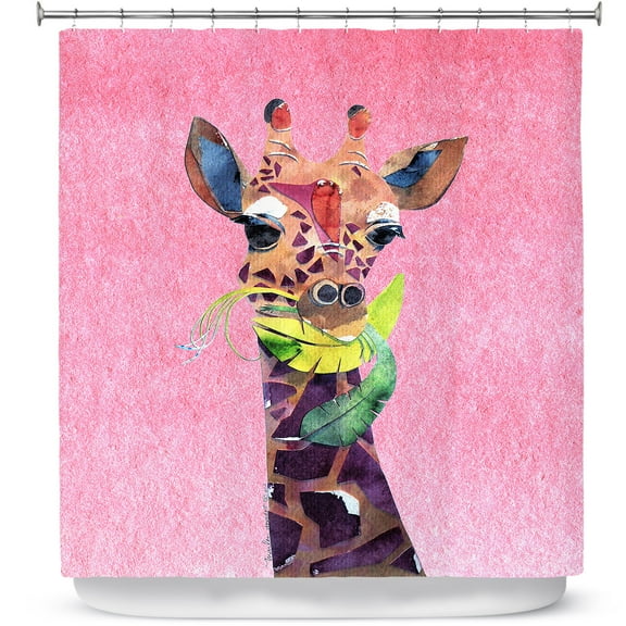 Shower Curtains 70" x 84" from DiaNoche Designs by Marley Ungaro - Giraffe Light Pink