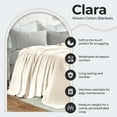 thumbnail image 5 of Superior Clara Cotton Striped Woven Blanket, Throw, Ivory, 5 of 11