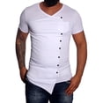 thumbnail image 1 of Camisa Elvqul Hombre Blanco Casuales Liso Manga Corta Cuello Redondo Botones, 1 of 3