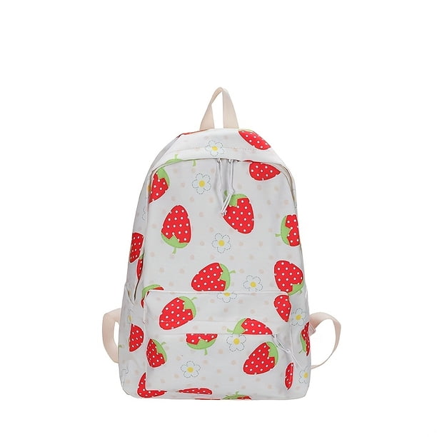 Mochila Con Estampado De Fresas Kawaii, Mochila Escolar Para Estudiantes De Niña Dulce, Mochila De Viaje Ligera E Informal