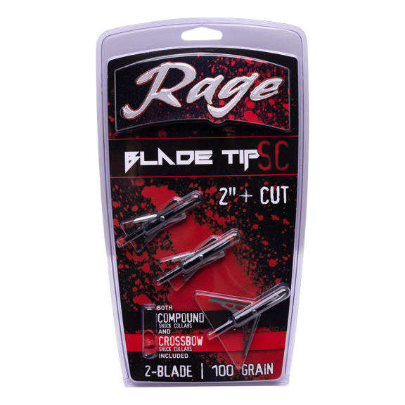 RAGE BLACK SERIES CUT ON CONTACT TIP, 2" CUT ARCHERY BROADHEAD, 3 PACK