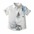 thumbnail image 2 of ZACPNCV Boys Hawaiian Shirt Kids Short Sleeve Button Down T Shirts Little Boy Beach Clothes Print Tops White 12-18 Months, 2 of 9