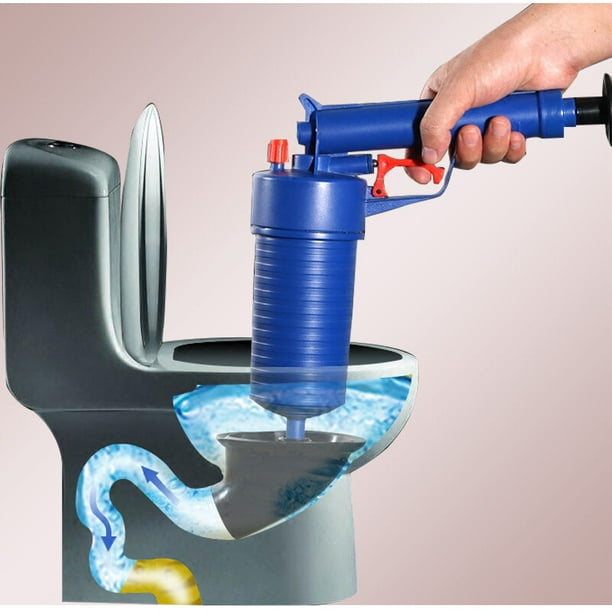 Desatascador de inodoro, desatascador de inodoro obstruido, bomba de drenaje manual de alta presión con 4 adaptadores, herramienta de limpieza de drenaje para limpiar fregadero de cocina, ducha