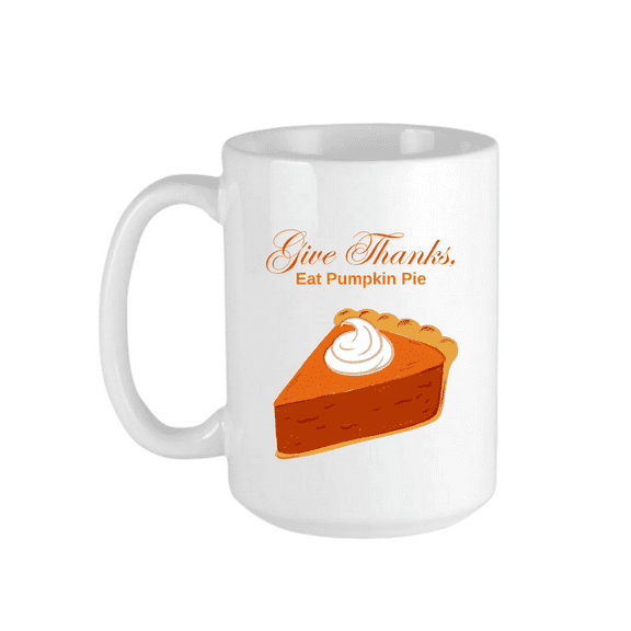 Keely's Pumpkin Pie Ceramic Coffee Mug Thanksgiving Novelty Orange Home Decor 11 oz
