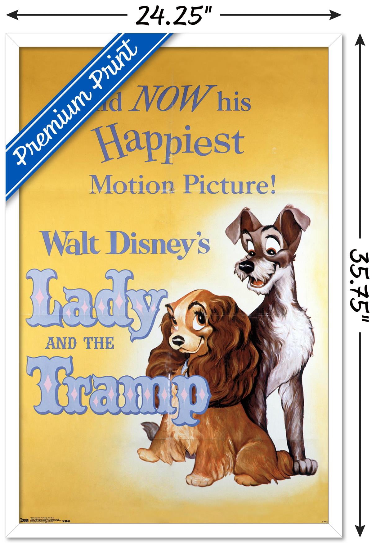Disney Lady and The Tramp - One Sheet Wall Poster, 22.375" x 34", Framed